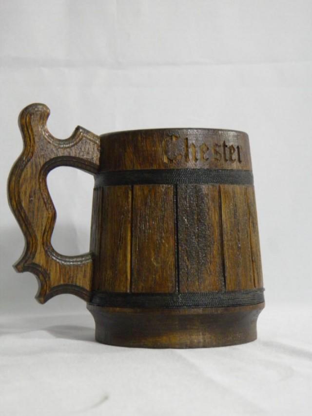 Wooden Beer Mug ,Custom Engraving, 0,8 L (27oz) , Natural Wood