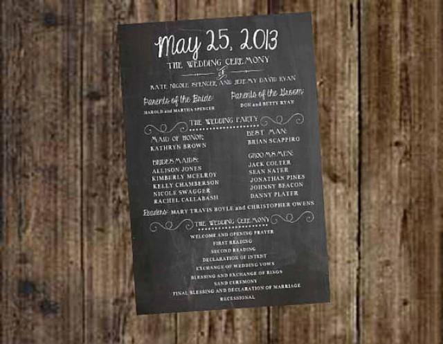 Wedding Program Party And Ceremony Chalkboard Printable Diy