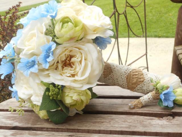 Bridal Bouquet Blue Dendrobium Orchids Roses Gardenias