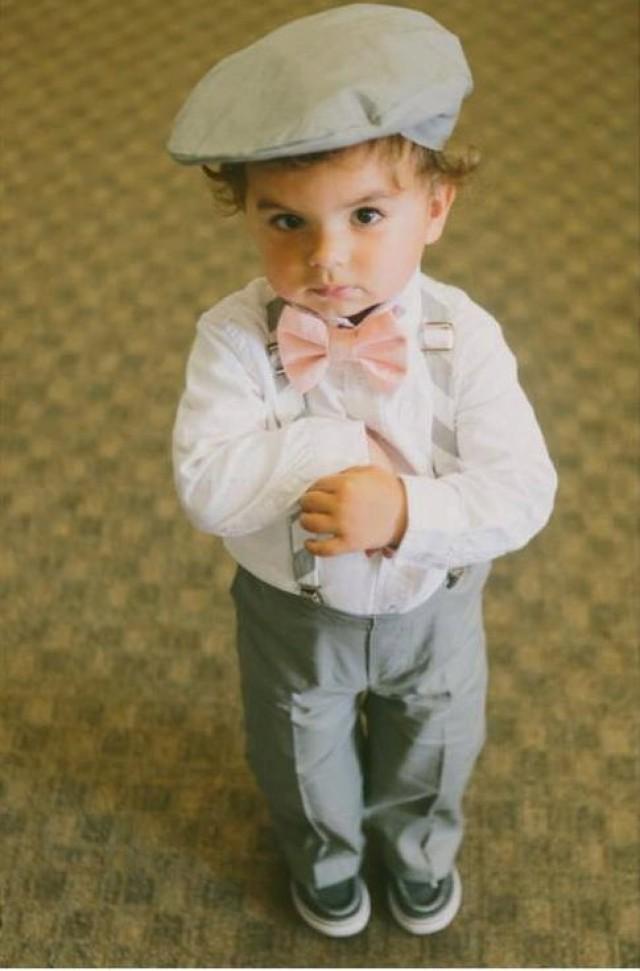 Cotton Ring Bearer Outfit; 4 Piece Set, Ring Bearer Bow Tie, Ring