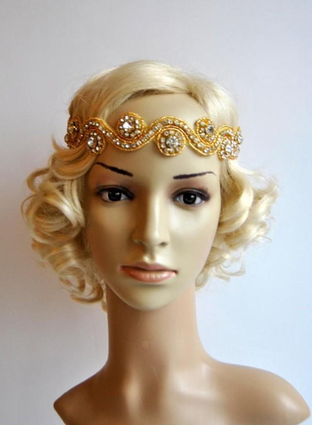 Gold Rhinestone Headband, Wedding Headband, Crystal Headband, Wedding