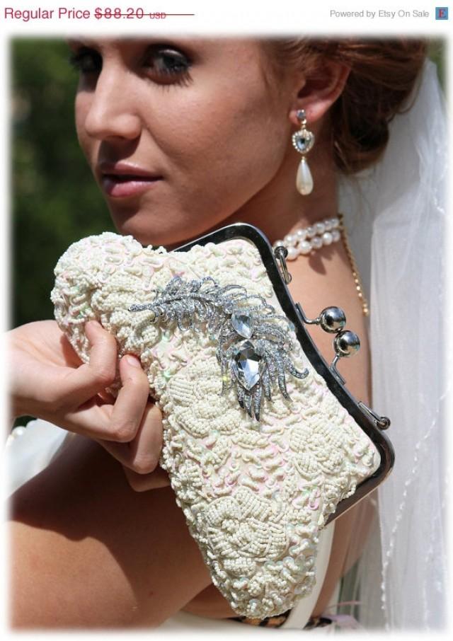 Bridal Clutch, Unique Pearl Clutch, Bridesmaid Victorian Evening Bag