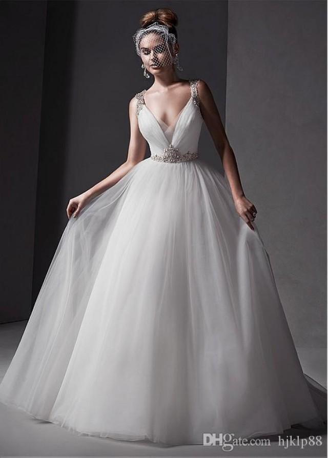 2015 New Tulle Vneck Neckline Natural Waistline Ball Gown
