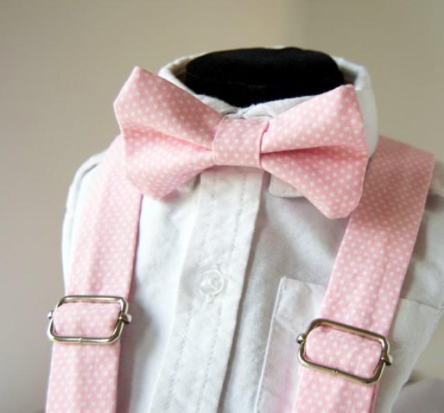 Pink Polka Dot Bow Tie & Suspenders Set Pink Pin Dot Baby Toddler