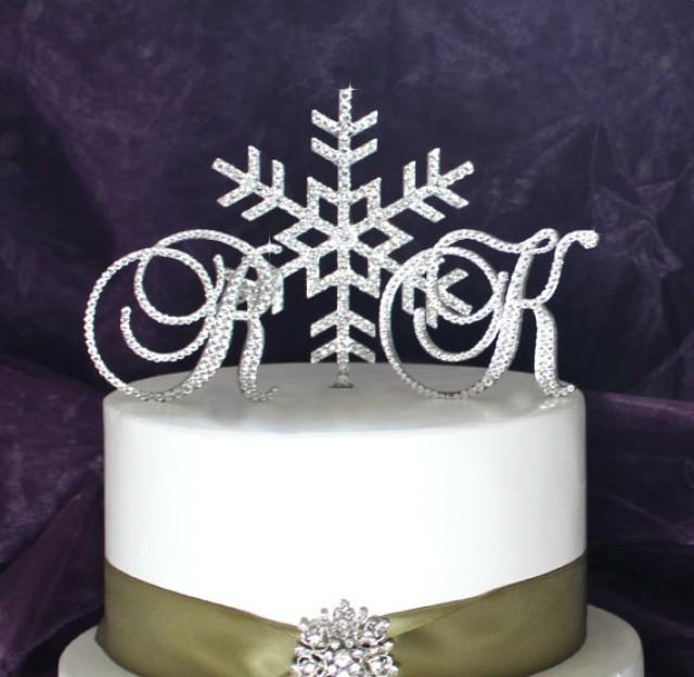 Snowflakes swirl Cake topper Small  6"  Ab crystals 