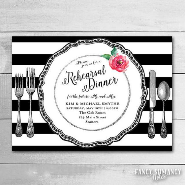 Rehearsal Dinner Invitation Custom Stripe Color Vintage Place Rehearsal Dinner Invitation Custom Stripe Color Vintage Place