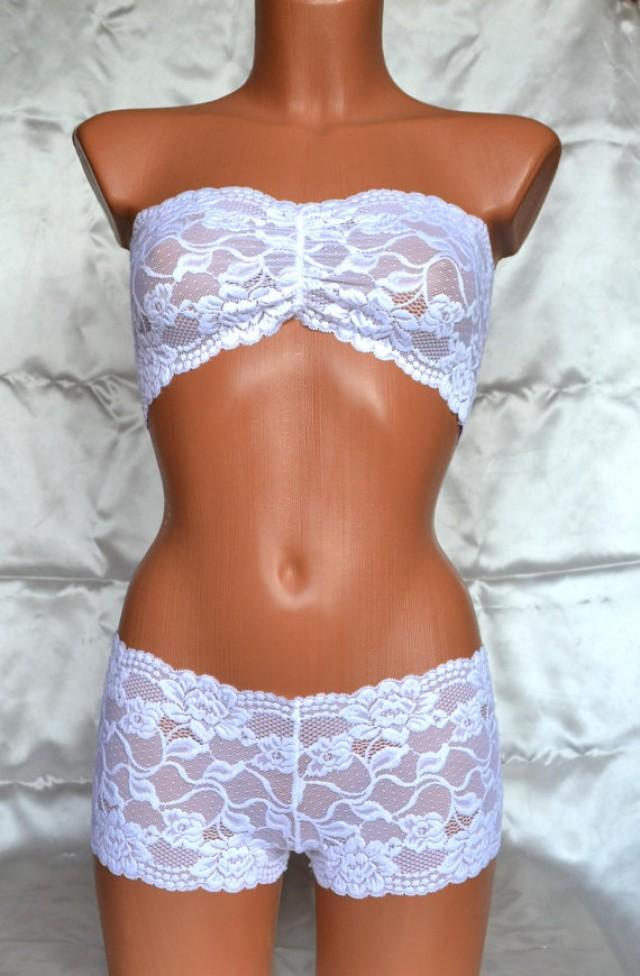 LINGERIE SET Bow BANDEAU And Lace Panties Lace Boyfriend Panties Lace