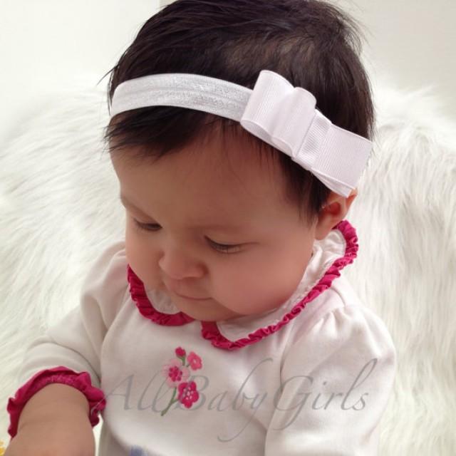 white newborn headband