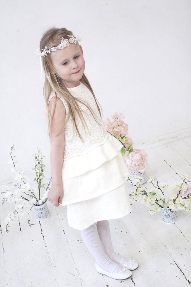 Flower Girl Dress Girls Lace Dress Girls Ivory Dress Toddler Girls