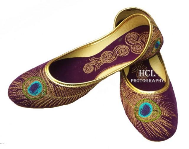 flat velvet shoes with embroidery detail