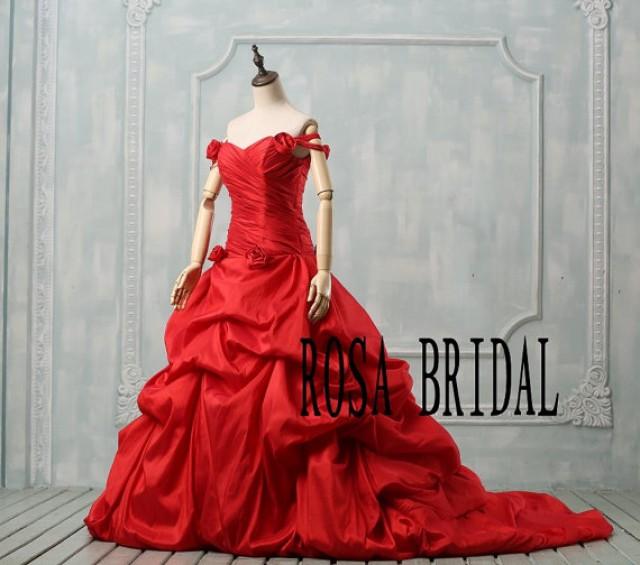 Red Wedding Dress Plus Size Off The Shoulder Wedding Dress Plus