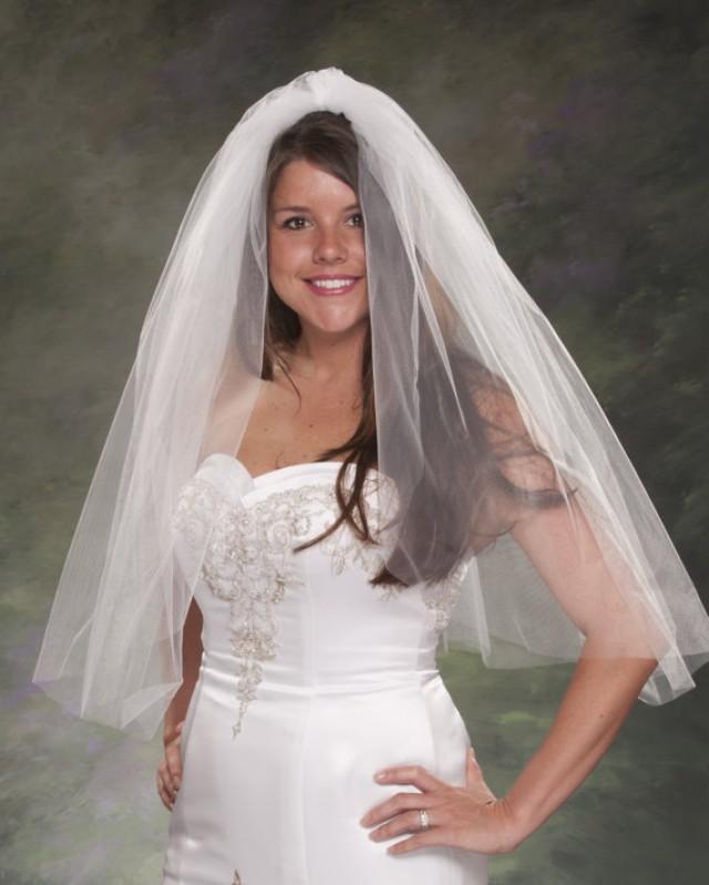 Shimmer Tulle Bridal Veil Plain Cut Edge 1 Tier Veil 30 Long Veil White