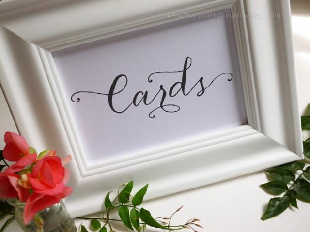 Wedding Cards Table Sign Decoration For Post Box Basket Or Birdcage Chic Romantic Elegant Calligraphy Shimmer 2281347 Weddbook