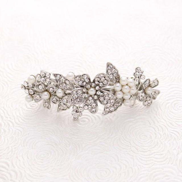 Bridal Hair Barrette Crystal Pearl Wedding Hair Barrette Gatsby