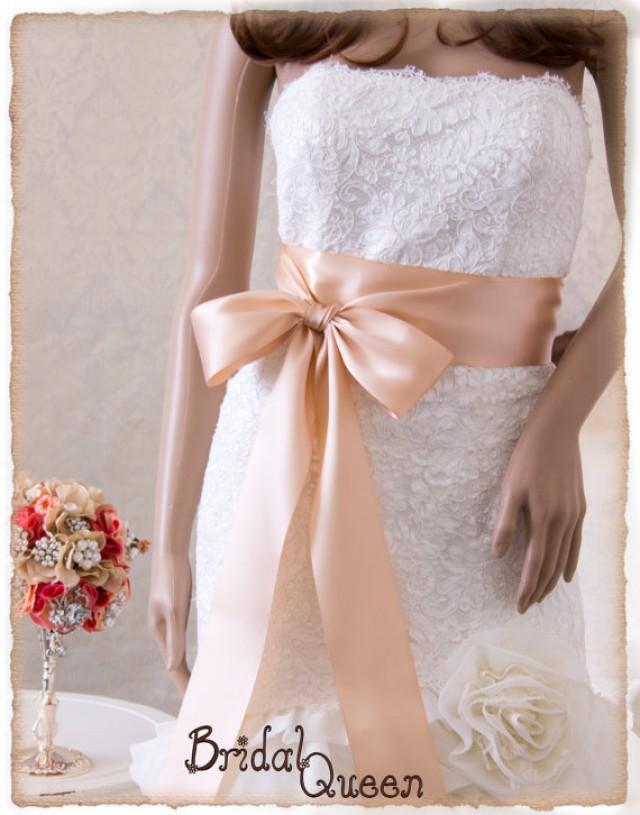 Bridal Sash, BLUSH Wedding Sash, Satin Ribbon Bridal Belt, Rose Gold ...