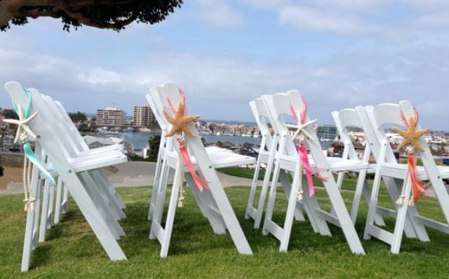 4 Beach Wedding Decor Starfish Chair Decorations With Satin