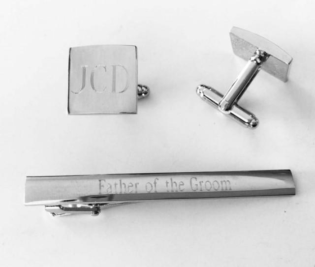 Set Of 4 Groomsmen Gifts Personalized Custom Engraved Cufflinks Tie