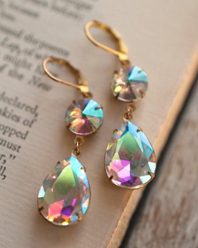 Rainbow Gold Estate Style Vintage Earrings Wedding Jewelry Bridal ...