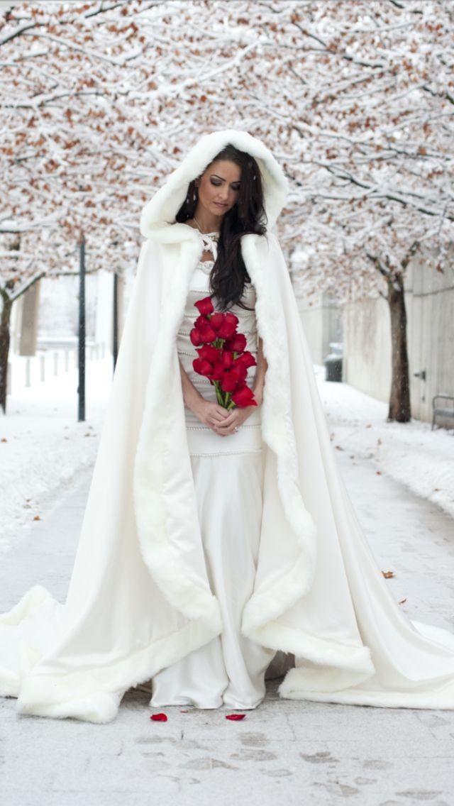 Princess Bridal Cape 96 Inch Ivory / Ivory Satin With Fur Trim Wedding
