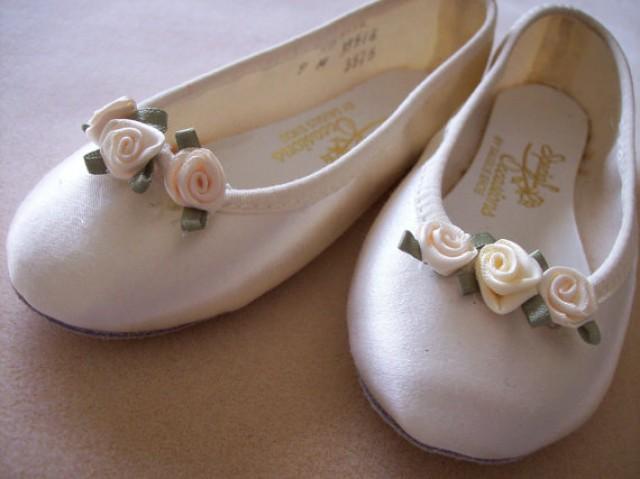 ivory satin flower girl shoes