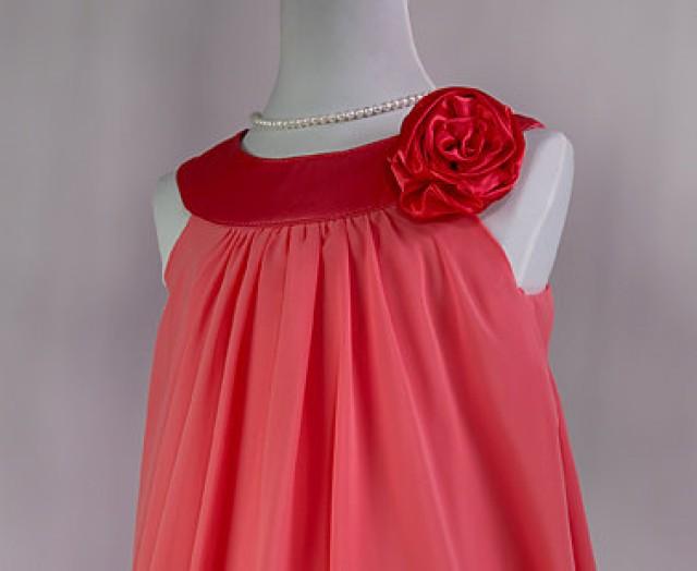 Coral Flower Girl Dress, Coral Party, Special Occasion, Easter, Flower