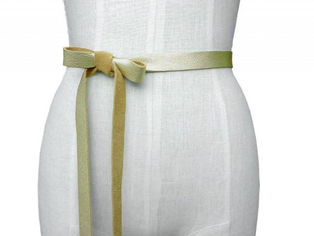 Leather Ribbon Belt Leather Bow Belt Leather Tie On Belt Wedding