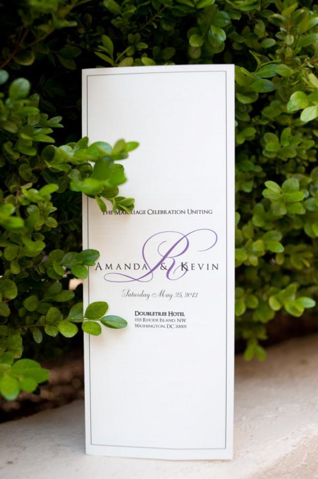 Classic Wedding Programs With Custom Printed Monogram And Elegant