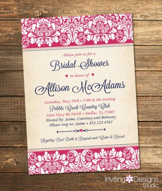 Elegant Bridal Shower Invitation, Wedding Shower Invitation, Damask