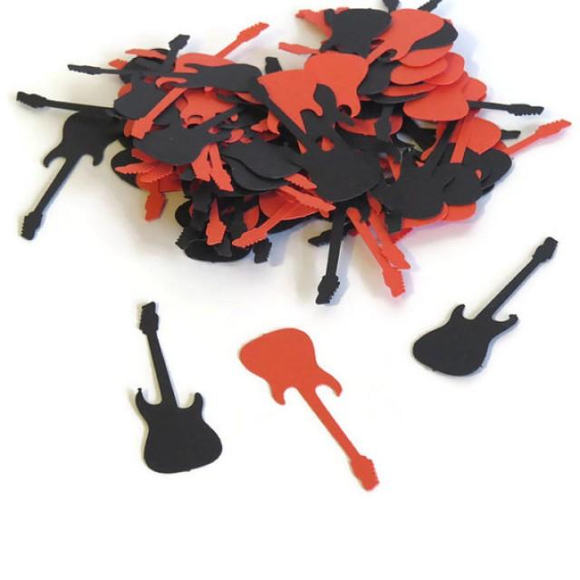 Electric Guitar Confetti Rockstar Party Rocknroll Decorations