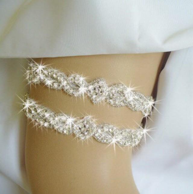 Custom Made Rhinestone Wedding Garter Set, Wedding Garters, Regular Or