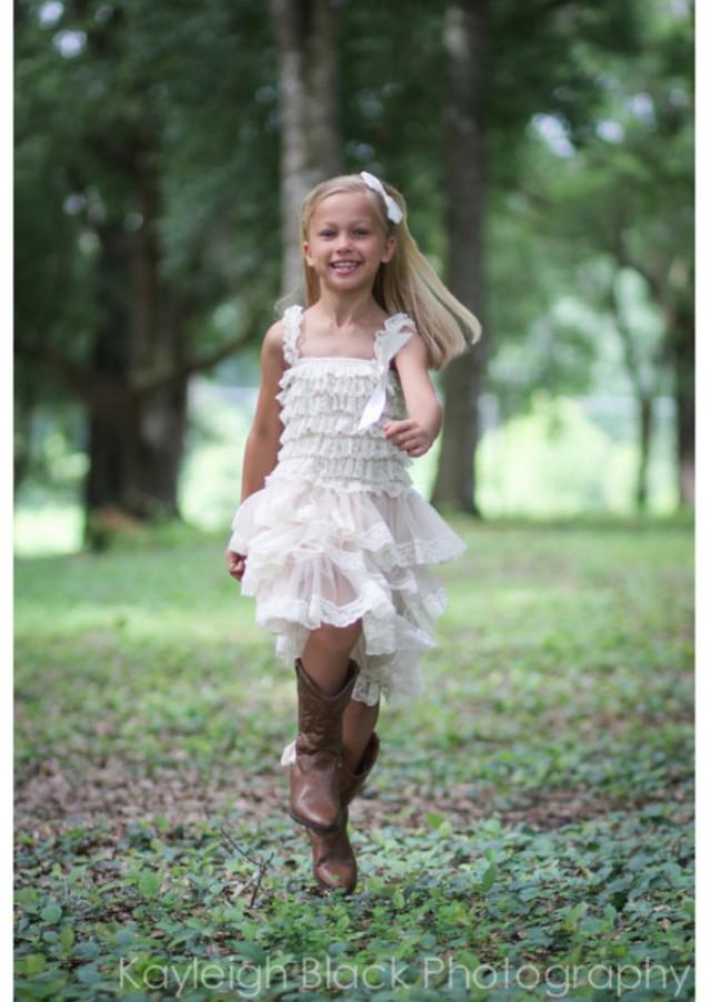Champagne Chiffon Girls Dress- Flower 