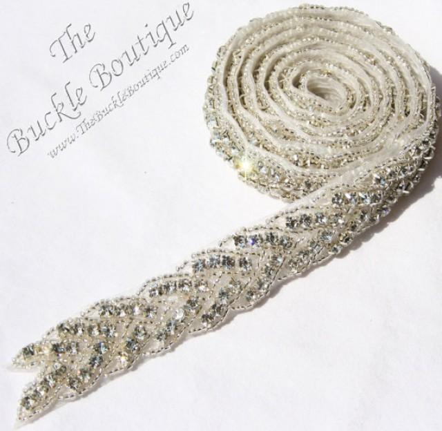 USA SELLER 1 Yard Or 36" Bead & Rhinestone Braid Trim For Bridal Belt