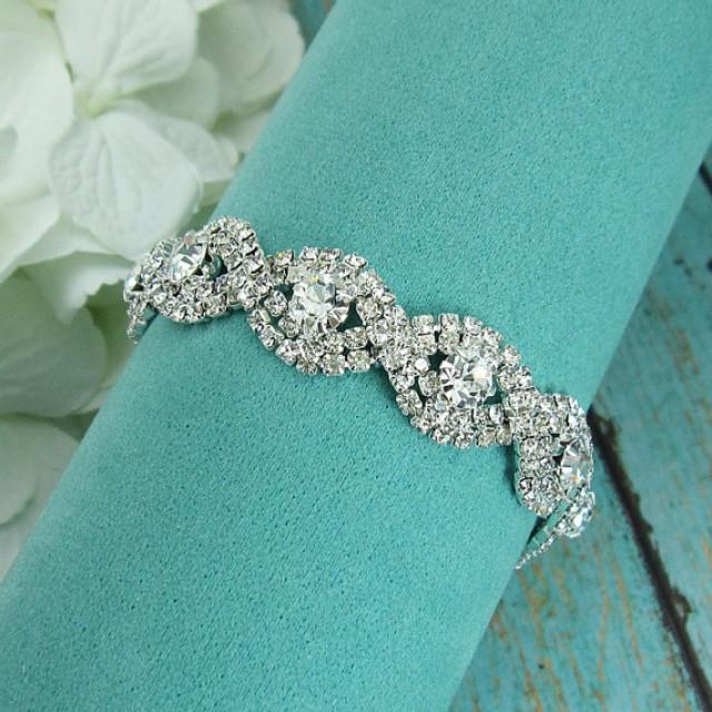 Rhinestone Bridal Bracelet, Wedding Bracelet, Rhinestone Crystal
