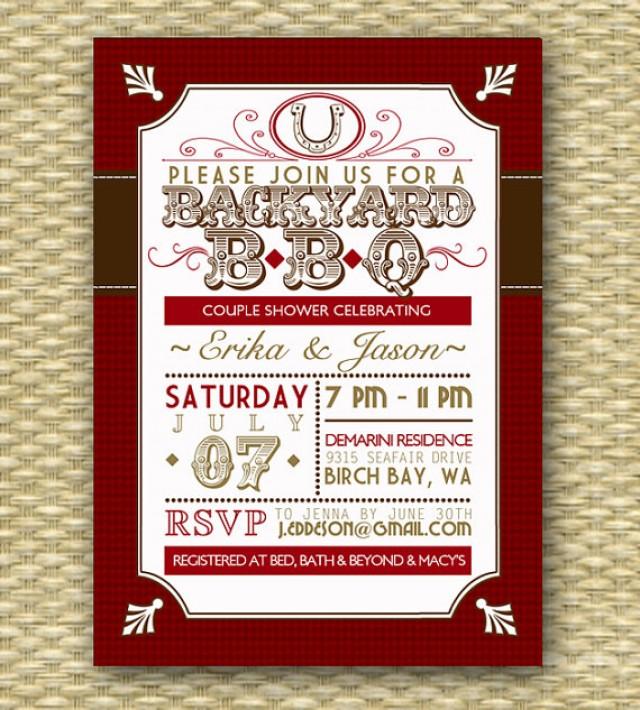 Backyard Bbq Wedding Shower Invitation Rustic Country Western