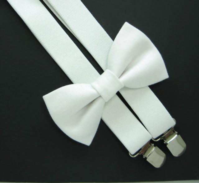 White Bow Tie And Suspender Set Bow Tie And Suspender Set For Baby,Toddler And Boys,Children