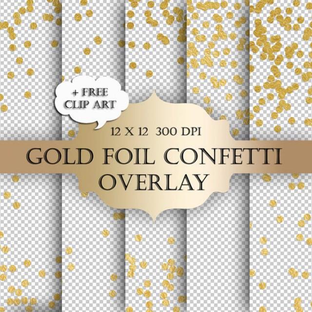 Gold Foil Dot Confetti Digital Clip Art Overlay Polka Dot