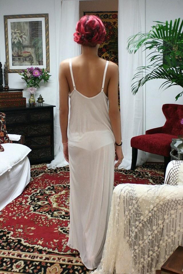 White Silk Knit Slip Nightgown Bridal Cruise Lounge Sleepwear Lingerie 2286440 Weddbook
