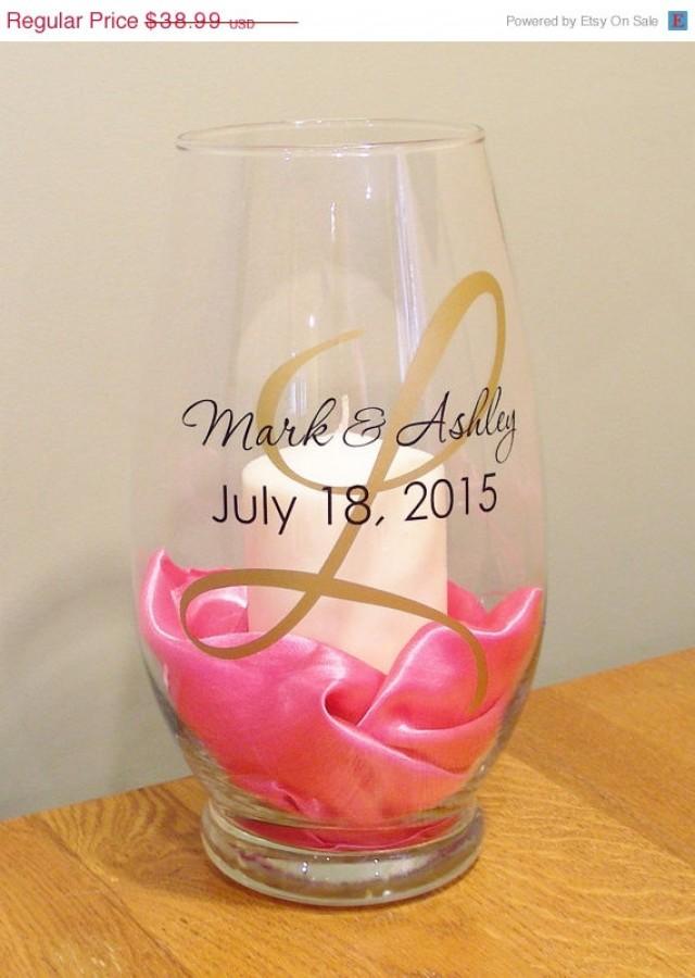 ON SALE Personalized Wedding Unity Candle Holder Monogrammed Hurricane