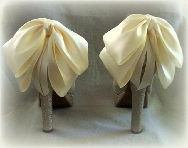 Wedding Oversized Satin Bow Shoe Clips Set Of 2 Bridal Shoe Clips