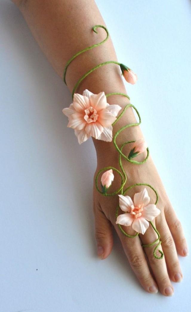Any Colour Flower And Vine Fairy Arm Cuff, Slave Bracelet Wedding