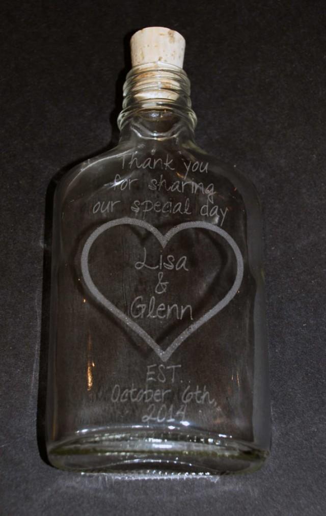 Custom Flask 6 Oz., Glass Flask, Wedding Favor,Personalized Flask, Hip