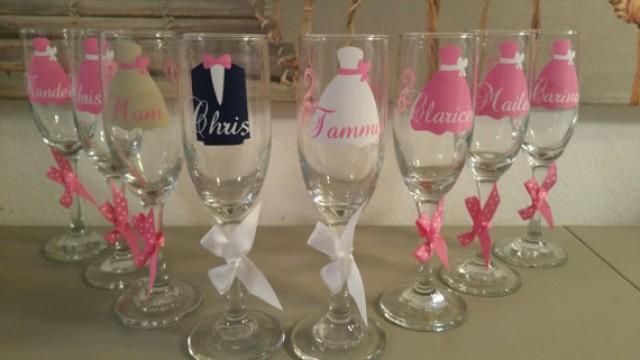 Bride Bridesmaids Name Over The Dress 