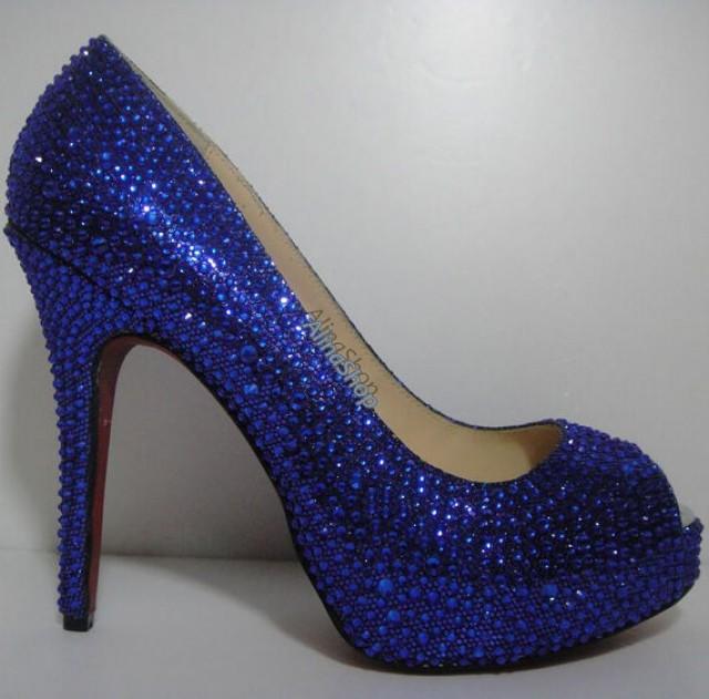 blue sparkly heels shoes