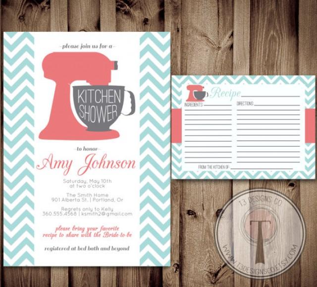 Kitchen Shower Invitation And Recipe Card, Kitchen Shower, Bridal