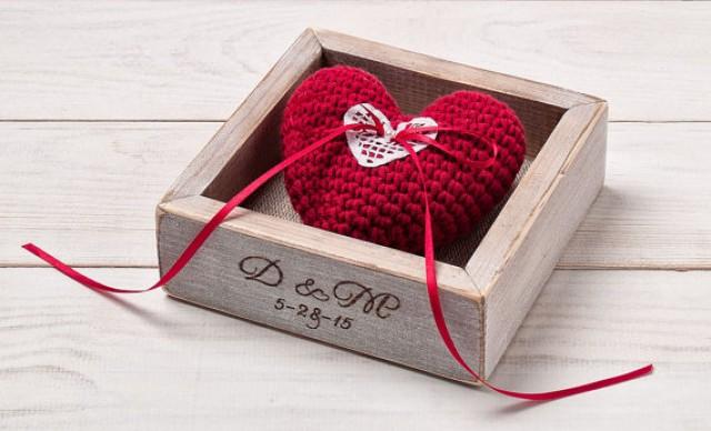 Rustic Ring Box Wedding Ring Monogrammed Ring Bearer Pillow Ring