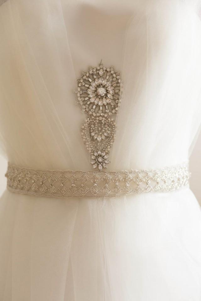 Vintage Inspired Bridal Belt, Wedding Dress Applique - Style R40 (Made Vintage Inspired Bridal Belt, Wedding Dress Applique - Style R40 (Made