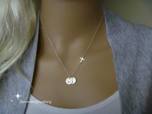 Sideways Cross Necklace - Initial 