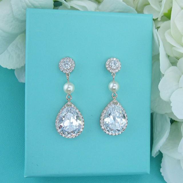 Pearl and cz earrings clearance