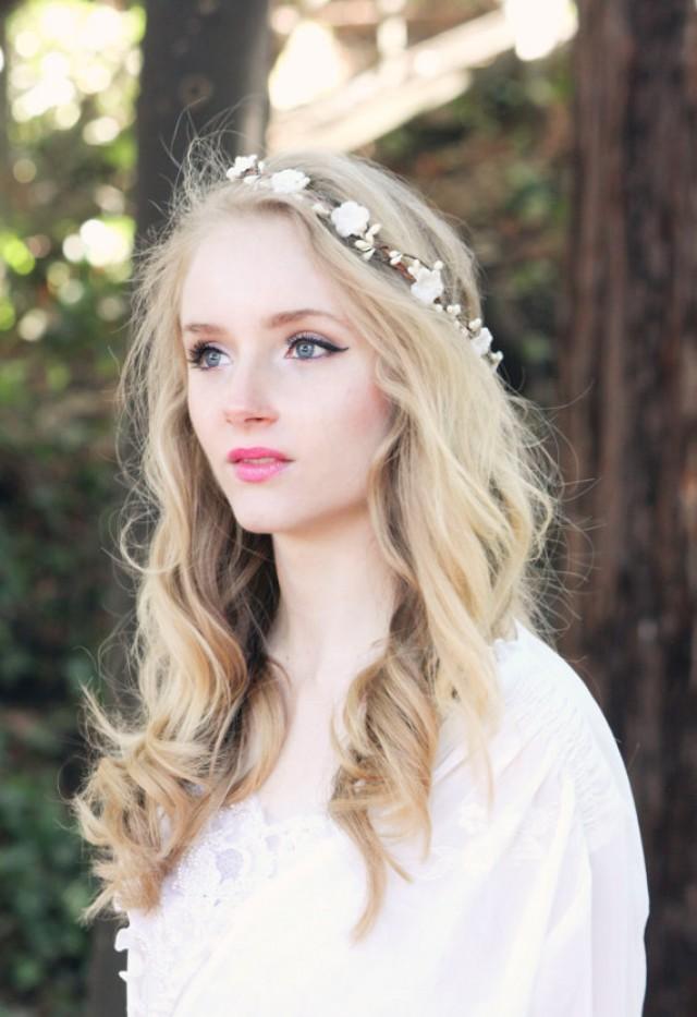 Forget Me Not Flower Crown Ivory Flower Head Piece Wedding Headband 2288271 Weddbook