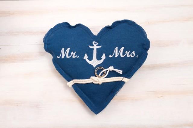Embroidered Nautical Ring Pillow Customizable Ring Bearer Pillow